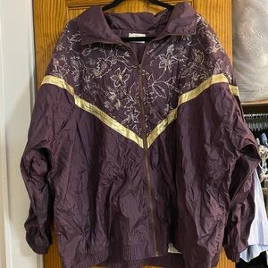 Roaman's Plum Bomber Jacket with Gold Accent